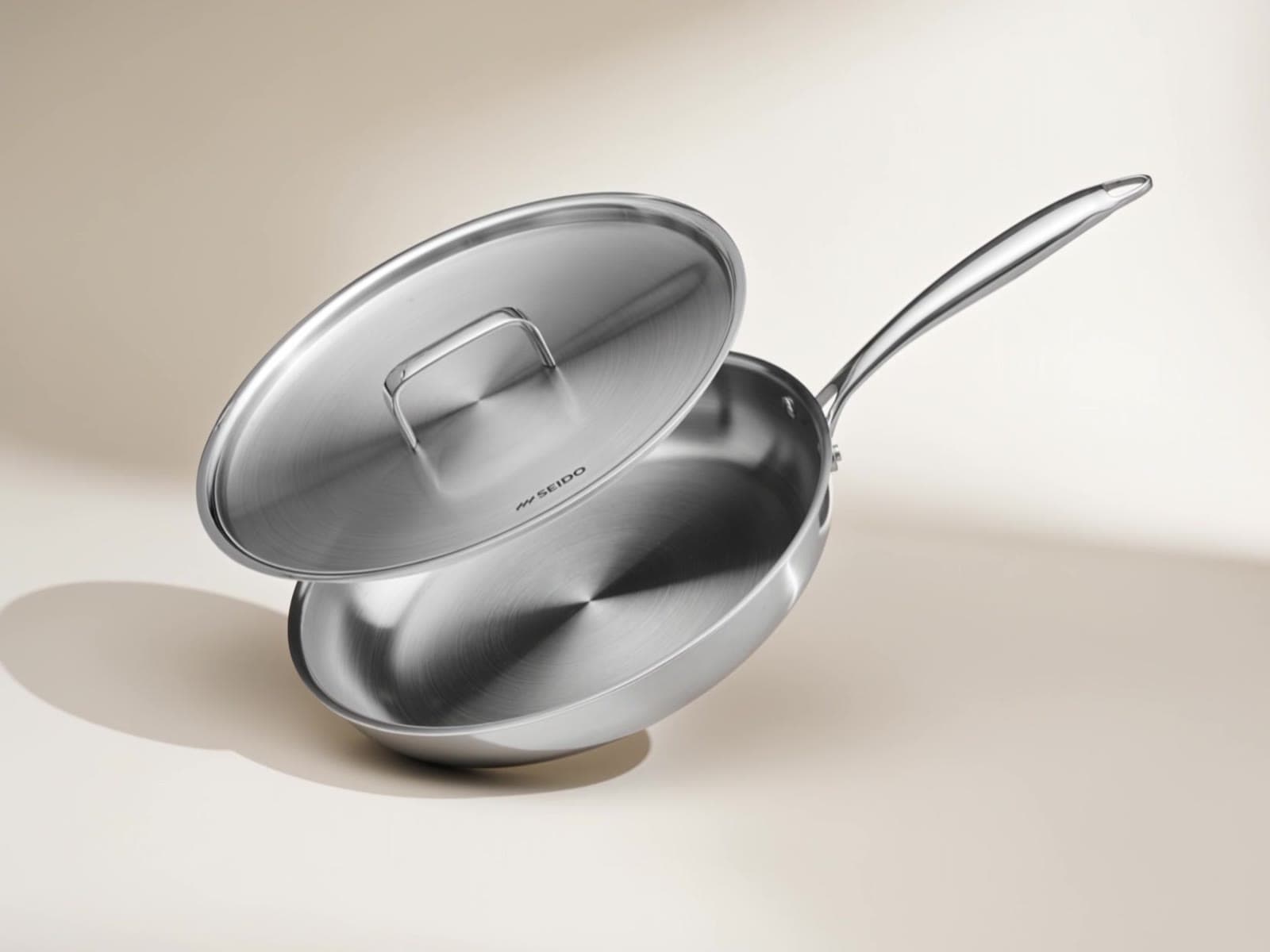 SEIDO 28 cm stainless steel frying pan with matching lid