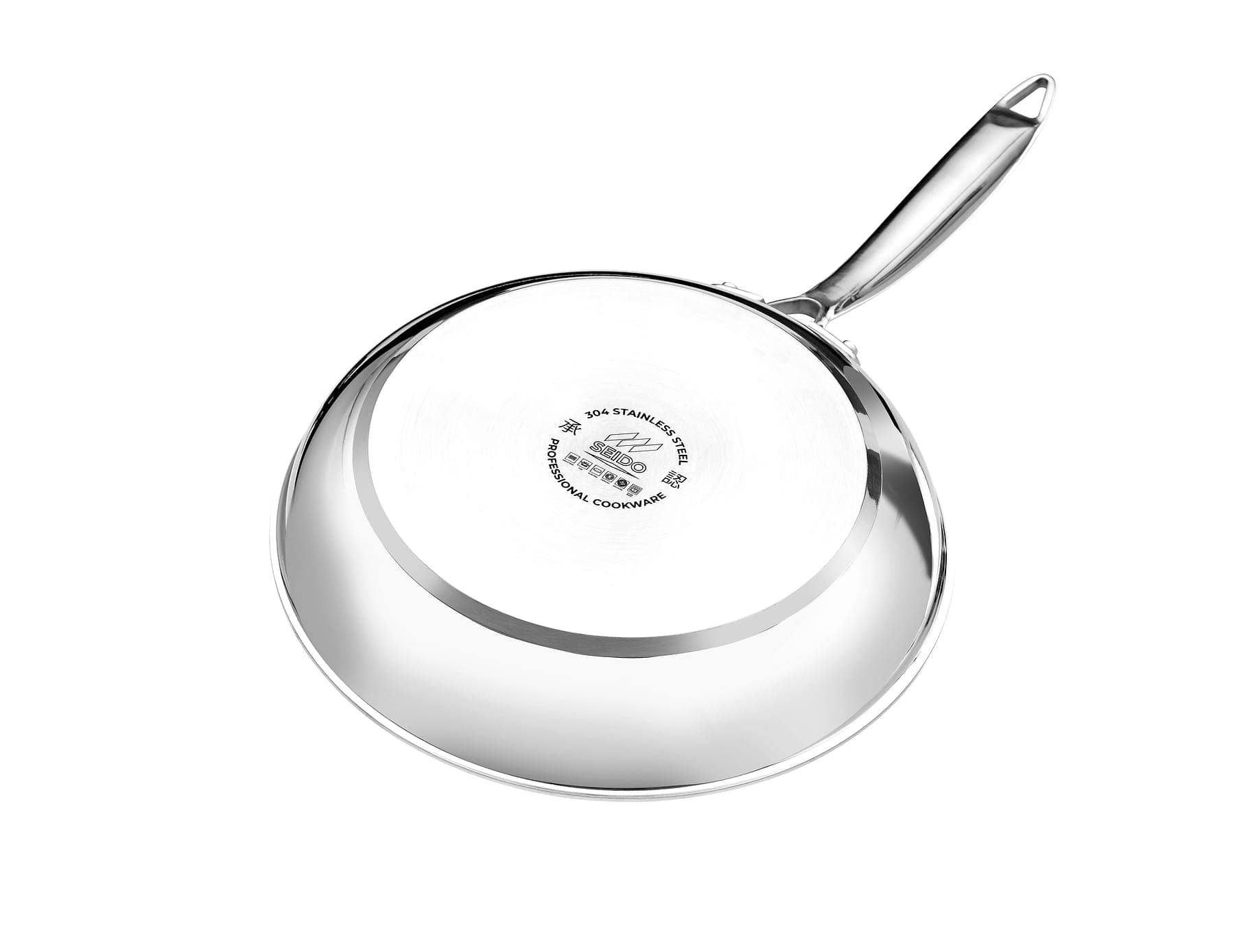 Underside of a SEIDO stainless steel frying pan
