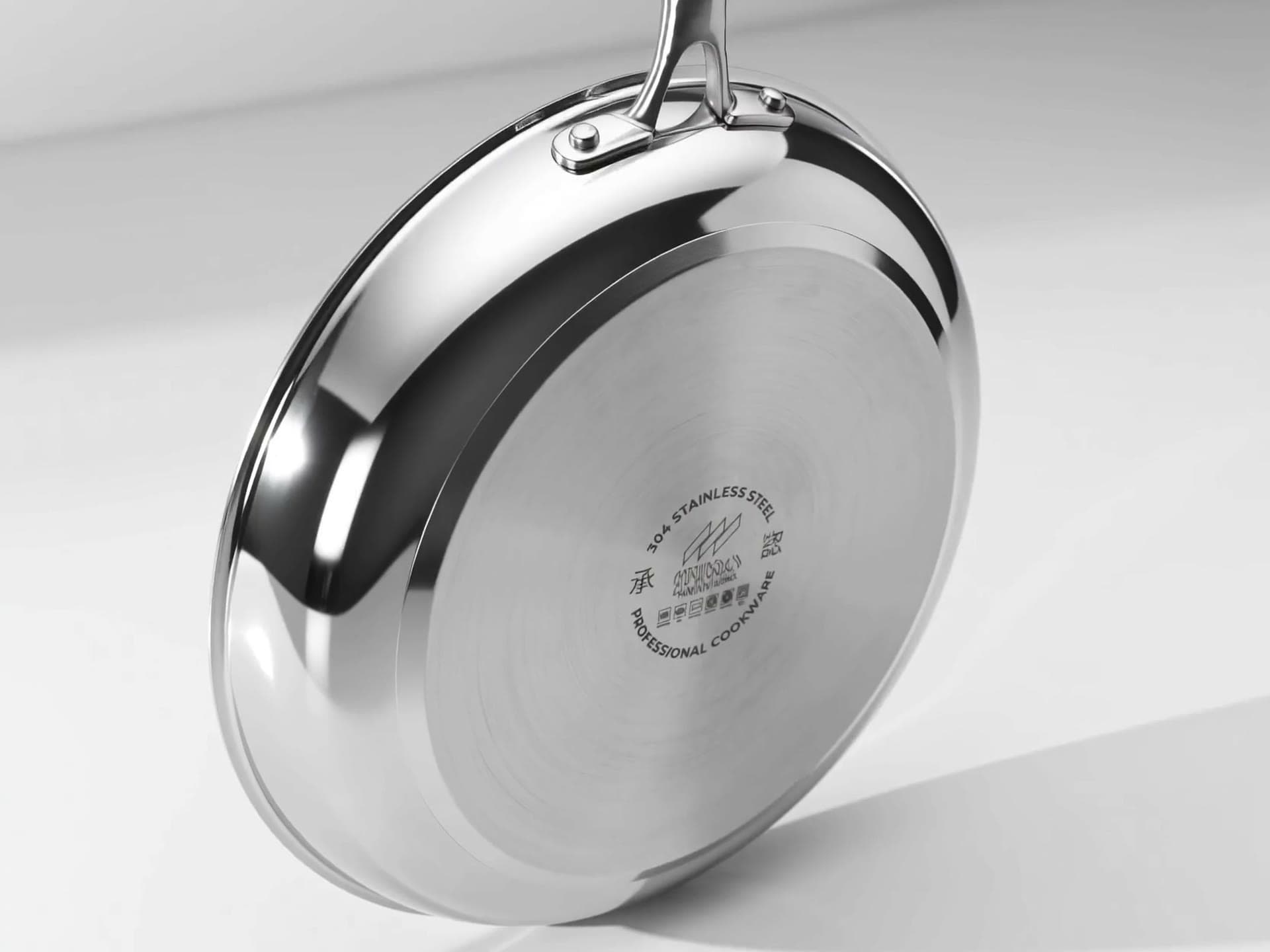 SEIDO stainless steel frying pan, engraved base